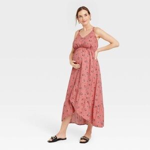 Women's Pink Paisley Maternity Dress